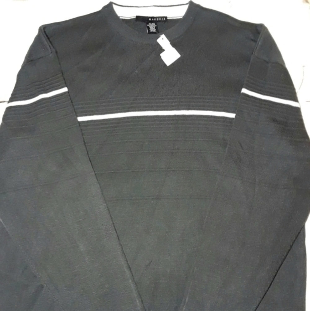 Marquis Textured Striped Men's Crew Neck Sweater